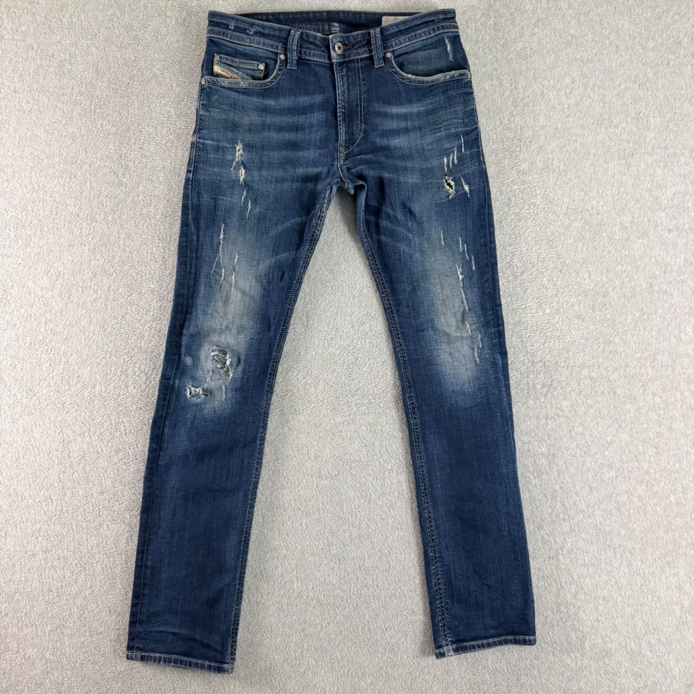 Diesel Thavar Slim Skinny Distressed Jeans Mens 31x30 Blue Denim R844T